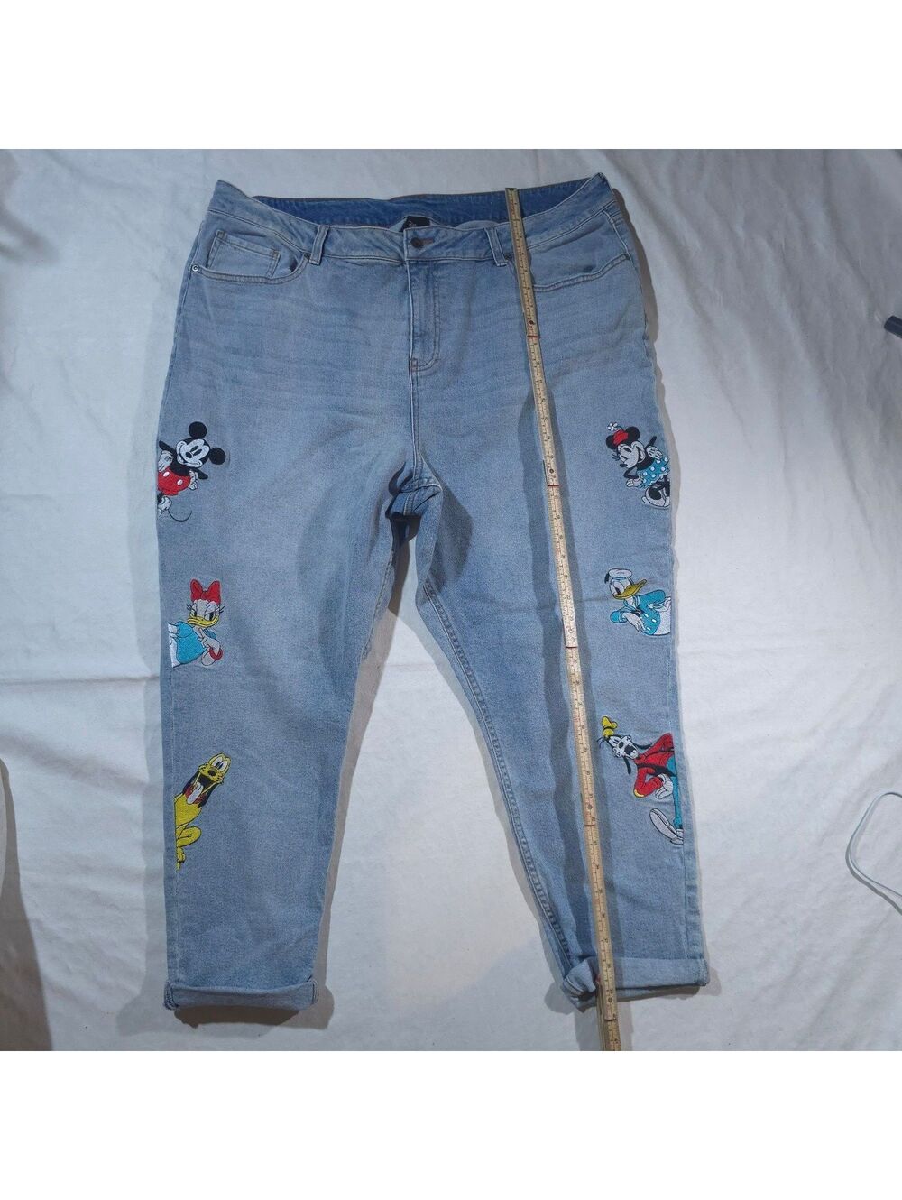 Disney Light Blue Denim Jeans with Embroidered Classic Characters - Picture 2 of 8